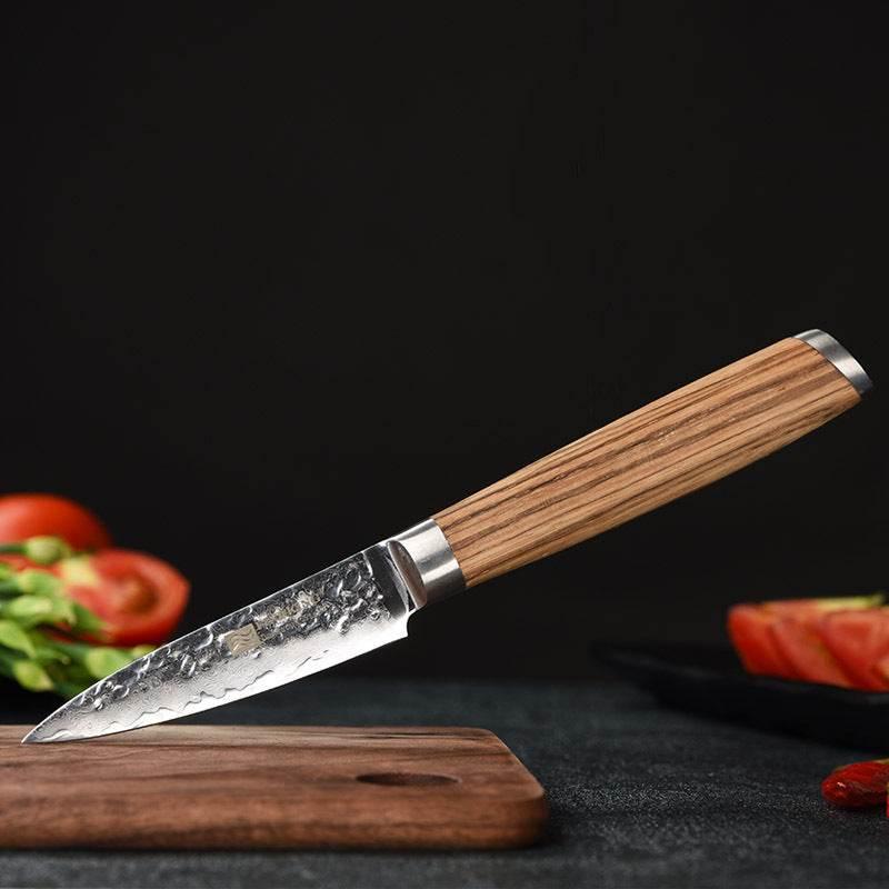 New Damascus 3.5 Inch Fruit Knife with Solid Wood Handle - Estalios