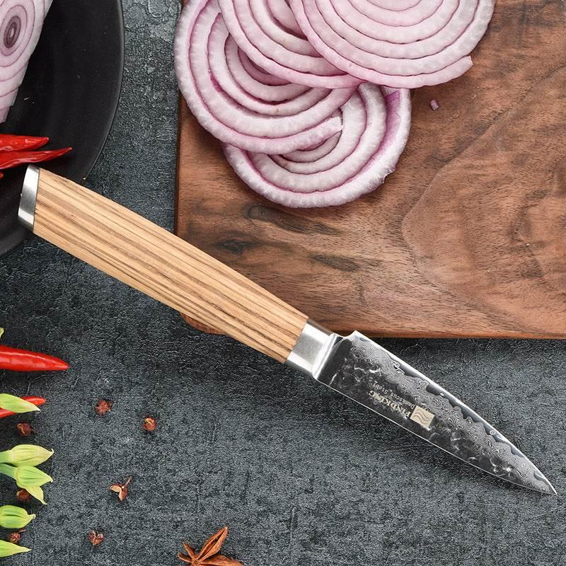 New Damascus 3.5 Inch Fruit Knife with Solid Wood Handle - Estalios