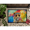 Roar-some Welcome: Hippie Animal Leopard Doormat! Unleash your Wild Side with our Colorful Leopard Doormat. this Vibrant - Estalios