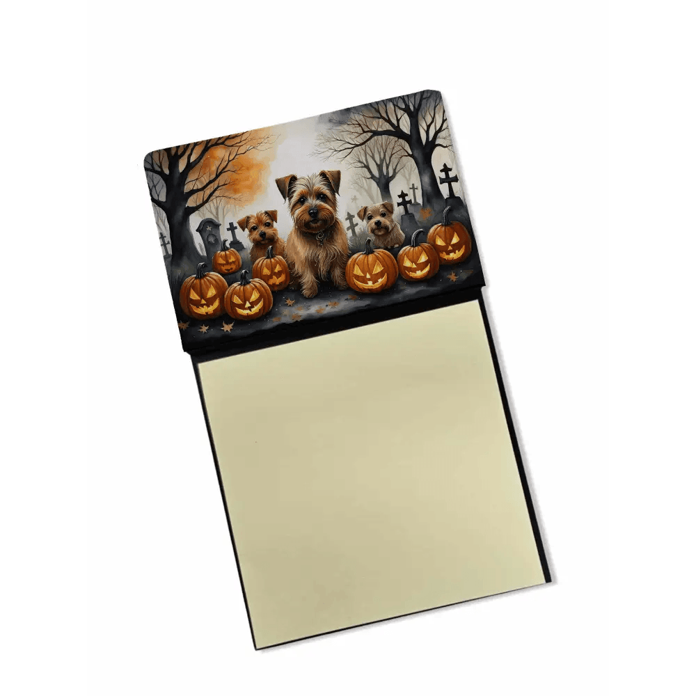 Norfolk Terrier Halloween Sticky Note Holder - Refillable Dispenser - Estalios
