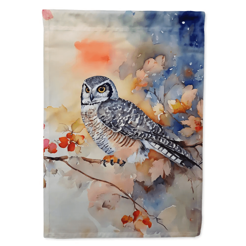 Northern Hawk Owl House Flag for Vibrant Outdoor Decor - Estalios