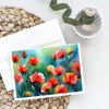 Ohio Scarlet Carnations Watercolor Greeting Cards Pack of 8 - Estalios