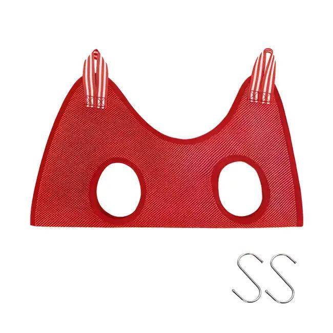 Olive and Red Cat Grooming Hammock for Stress-Free Grooming - Estalios
