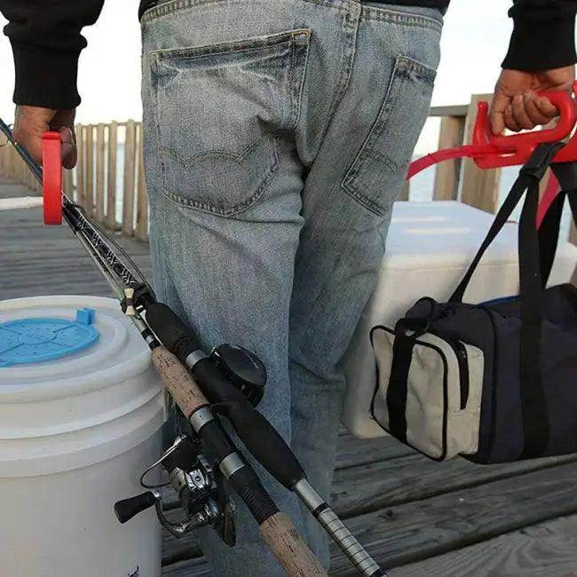 Effortless Orange Bucket and Bag Carrier for Fishing Gear - Estalios