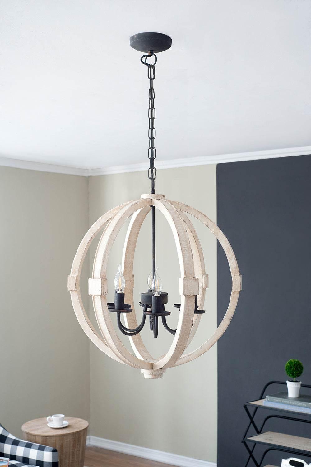 Orbital Farmhouse Chandelier Blends Wood and Metal Elegance - Estalios