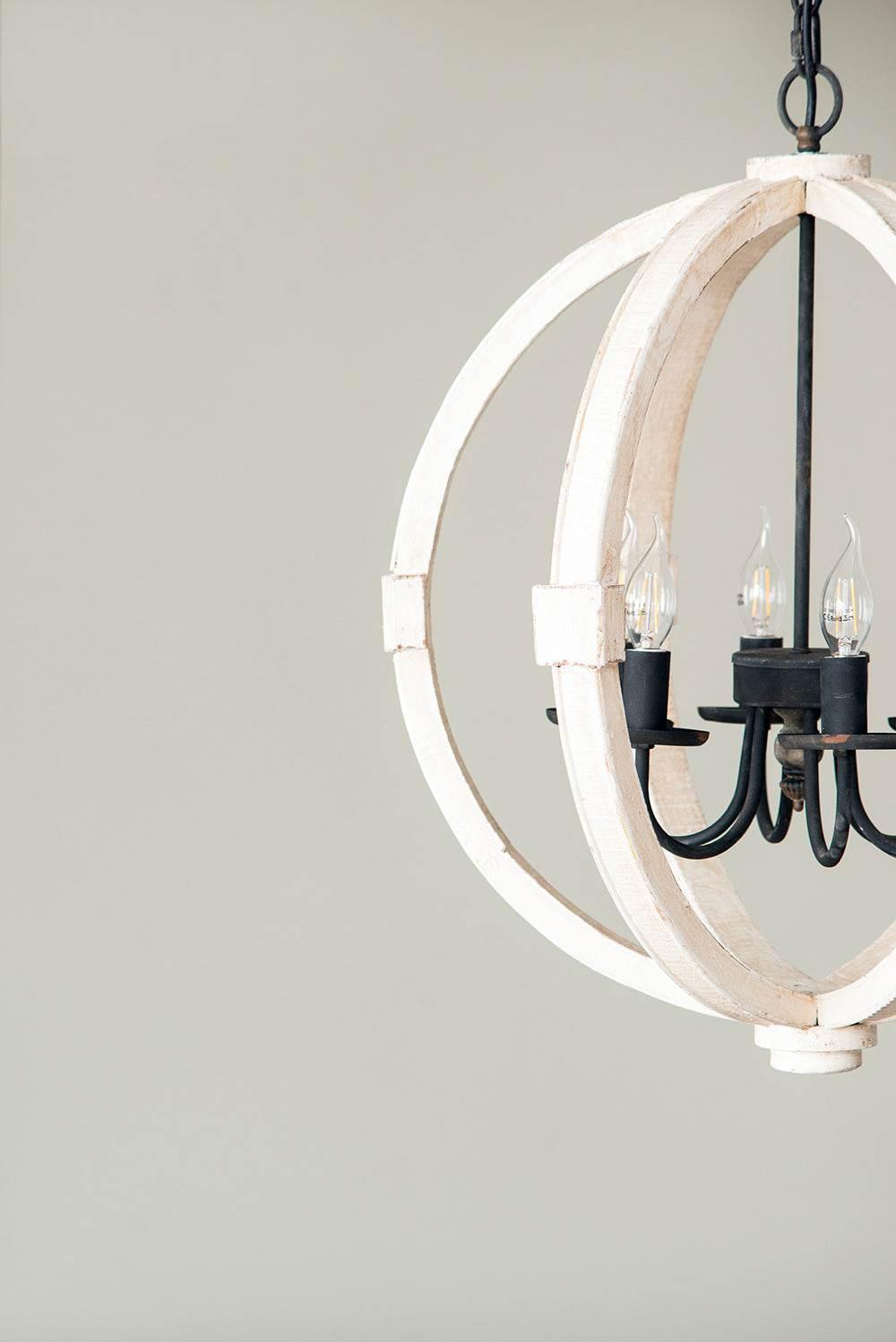 Orbital Farmhouse Chandelier Blends Wood and Metal Elegance - Estalios