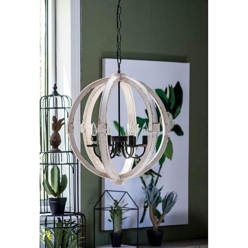 Orbital Farmhouse Chandelier Blends Wood and Metal Elegance - Estalios