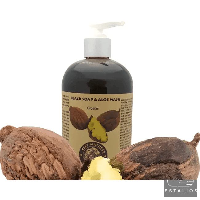 Organic Black Soap and Aloe Wash Pump Bottle 8oz Moisturizing Cleanser - Estalios