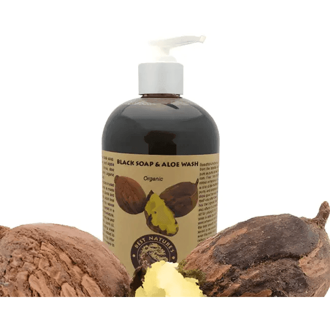 Organic Black Soap and Aloe Wash Pump Bottle 8oz Moisturizing Cleanser - Estalios