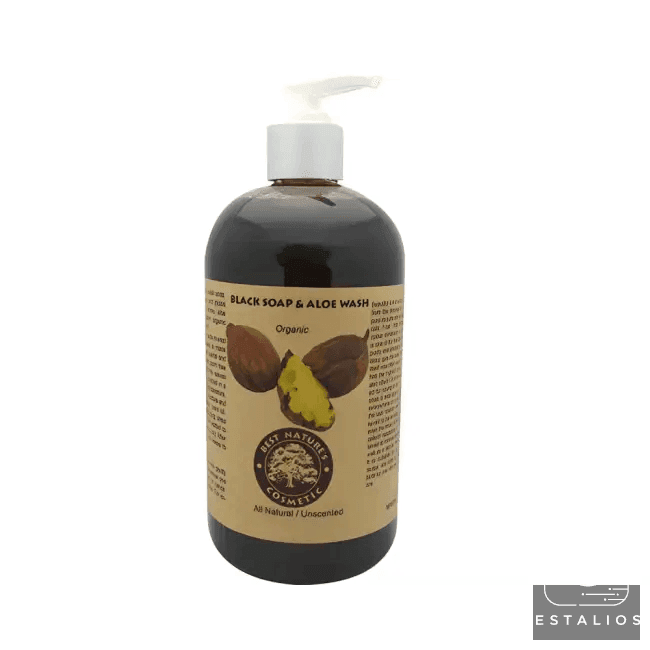 Organic Black Soap and Aloe Wash Pump Bottle 8oz Moisturizing Cleanser - Estalios