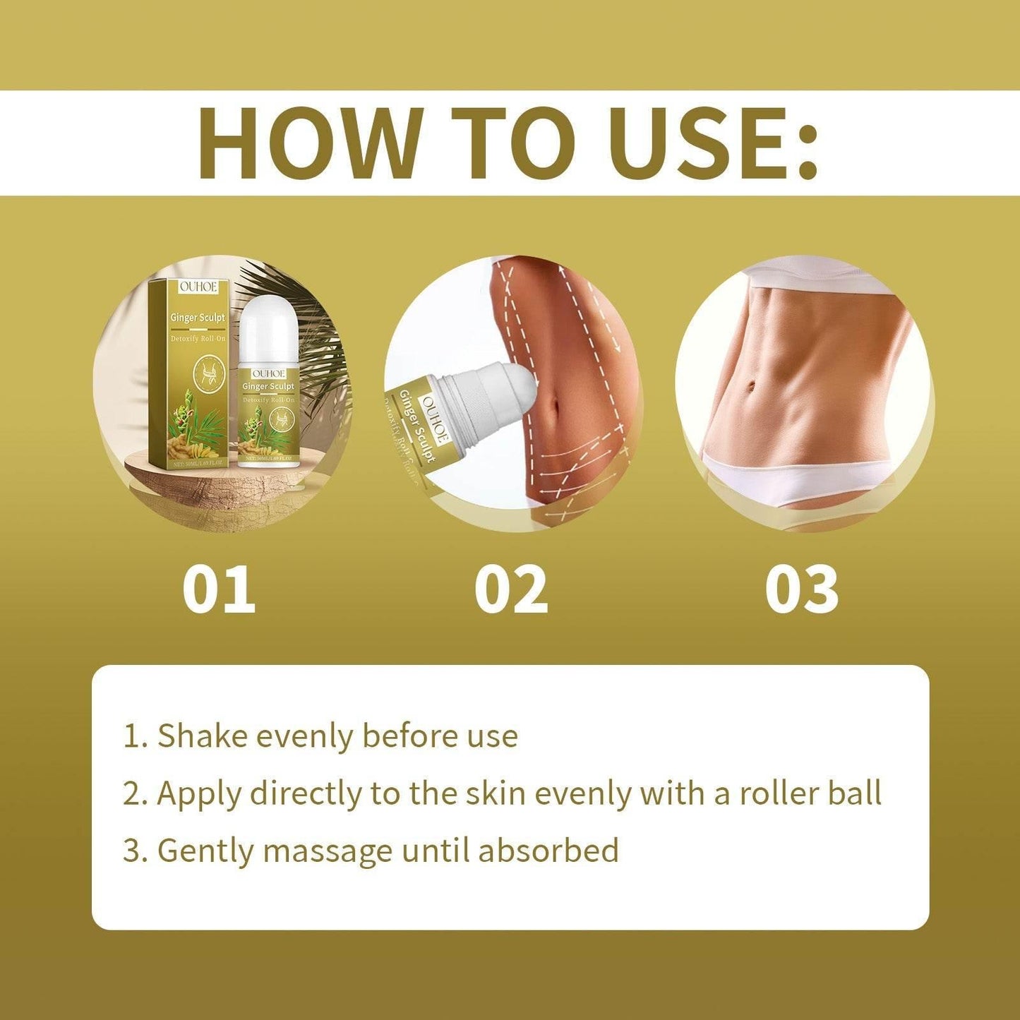 OUHOE Ginger Sculpt Detoxify Roll-On for Firming Contour - Estalios