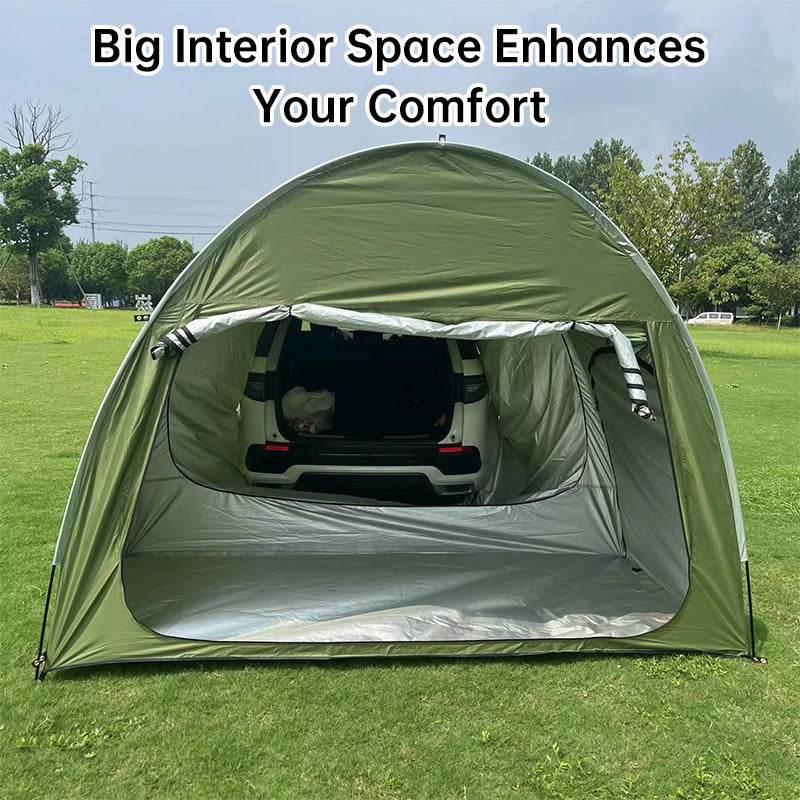 Unlock Adventure: Your Car Camping Tent Awaits! Gear up for unforgettable outdoor experiences with our Green and Black Car Camping Tent. Designed for convenience and durability - Estalios