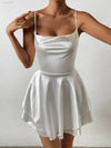 Outfitgirl Fashion Sexy Sling Open Back Tied Short Dress - Estalios