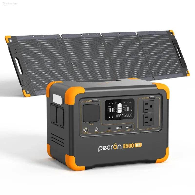 Pecron E500LFP Solar Generator 576Wh with 100W Panel - Estalios
