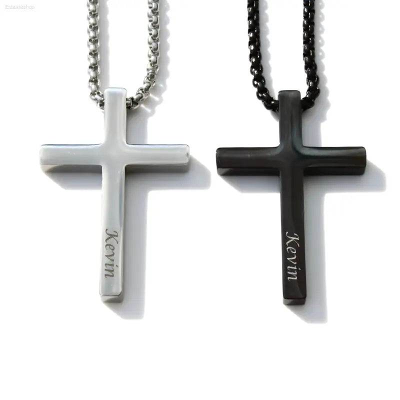 Personalized Men's Stainless Steel Cross Necklace - Estalios