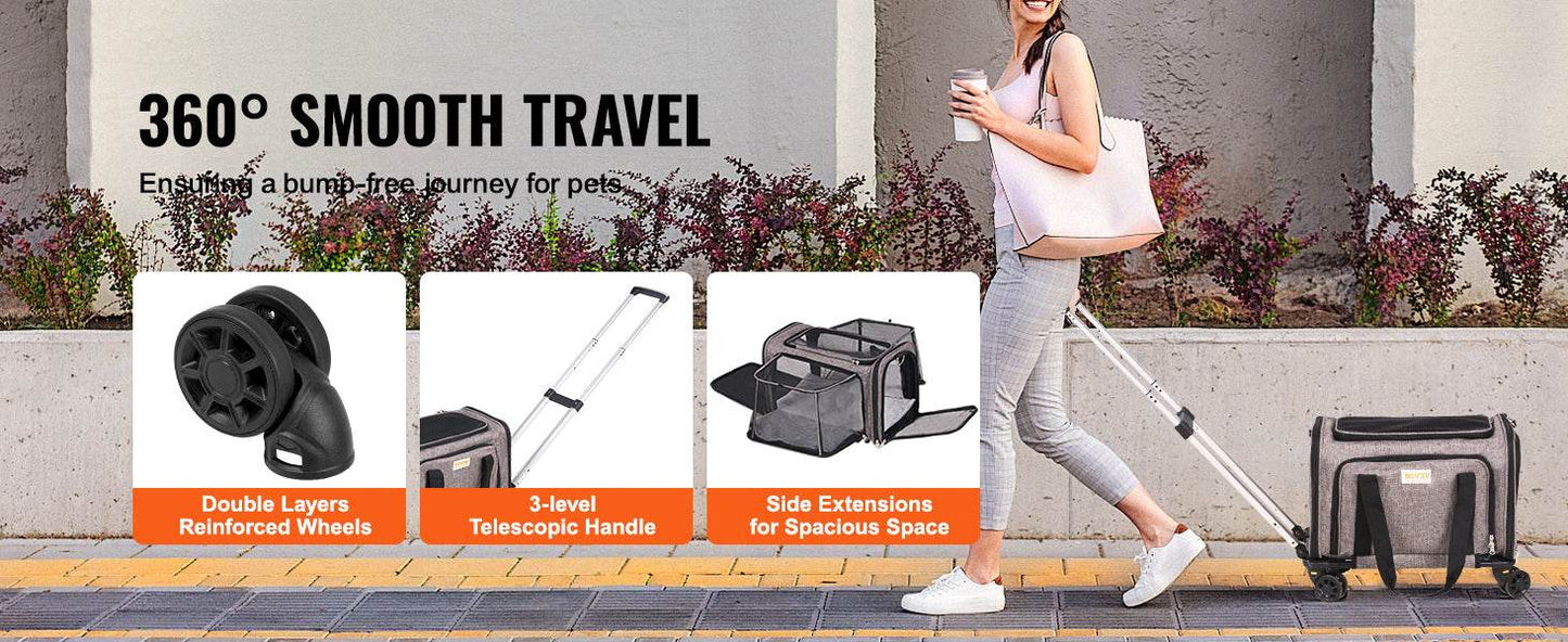 Breathable Pet Cat Carrier Backpack with Wheels for Travel - Estalios