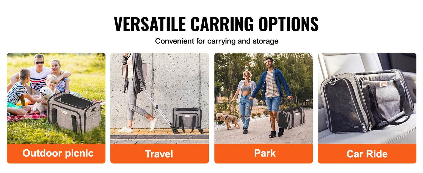 Breathable Pet Cat Carrier Backpack with Wheels for Travel - Estalios