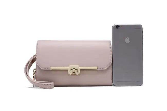Vibrant Pale Pink Clutch with Glamorous Gold Touch Style - Estalios