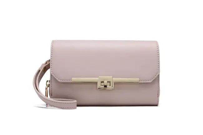 Vibrant Pale Pink Clutch with Glamorous Gold Touch Style - Estalios