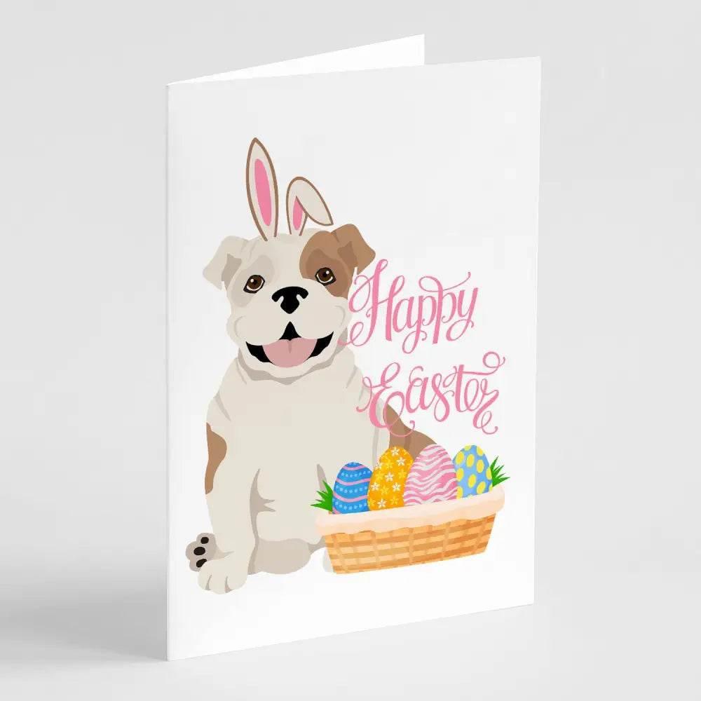 Piebald English Bulldog Easter Greeting Cards Pack of 8 for Personalized Wishes - Estalios