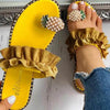 Chic Pineapple Pearl Sandals with Ruffled Straps in Beige - Estalios