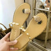 Chic Pineapple Pearl Sandals with Ruffled Straps in Beige - Estalios
