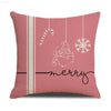 Pink Cartoon Christmas Linen Pillowcase for Sofa Decor - Estalios