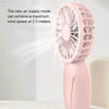Pink handheld fan.