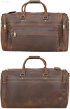 Polare 24" Retro Full Grain Leather Duffel Bag - Stylish Weekender Travel Luggage with Durable YKK Metal Zippers