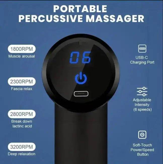 Portable Black Massage Gun with Digital Display Benefits - Estalios