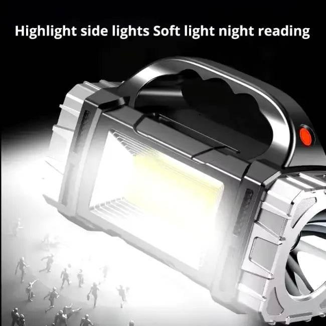 Portable Powerful USB Rechargeable Flashlight Solar LED Light with COB Work Light 4 Gear Charge Mobile Phone Camping Lamp - Estalios
