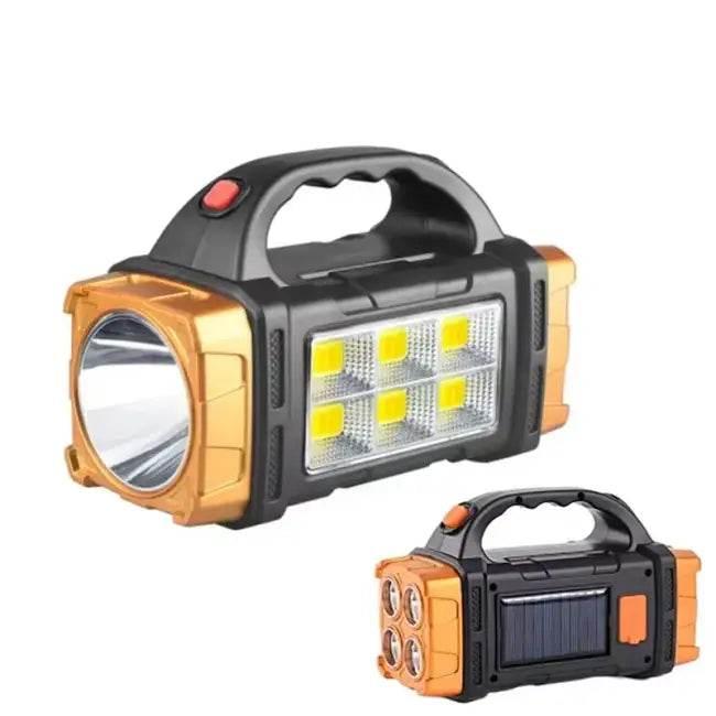 Portable Powerful USB Rechargeable Flashlight Solar LED Light with COB Work Light 4 Gear Charge Mobile Phone Camping Lamp - Estalios