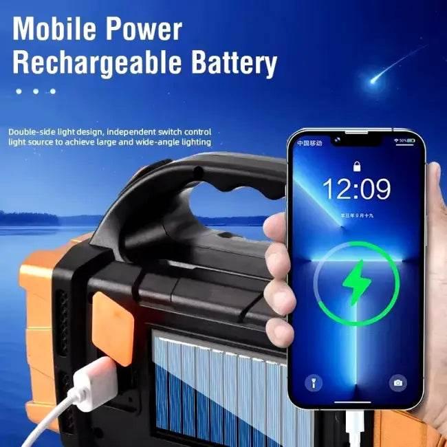 Portable Powerful USB Rechargeable Flashlight Solar LED Light with COB Work Light 4 Gear Charge Mobile Phone Camping Lamp - Estalios