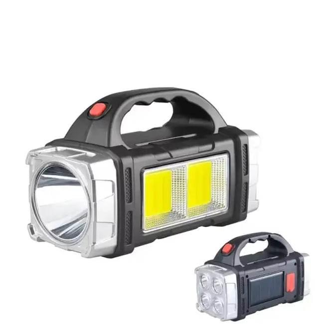 Portable Powerful USB Rechargeable Flashlight Solar LED Light with COB Work Light 4 Gear Charge Mobile Phone Camping Lamp - Estalios