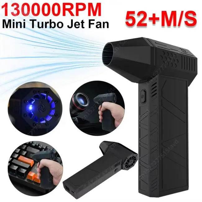 Unleash Cool Power with the Black Mini Turbo Jet Fan - Estalios