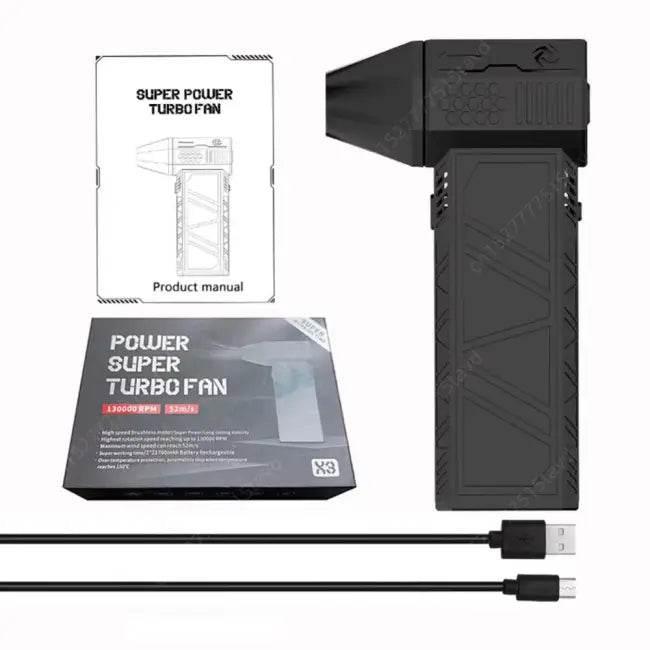 Unleash Cool Power with the Black Mini Turbo Jet Fan - Estalios