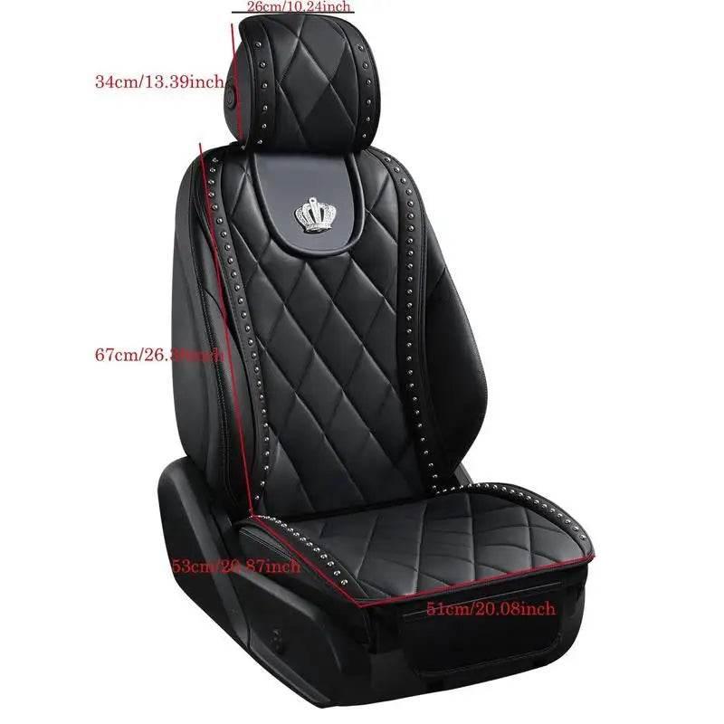Premium Leather Car Seat Cushion with Elegant Rhinestone Decor - Estalios