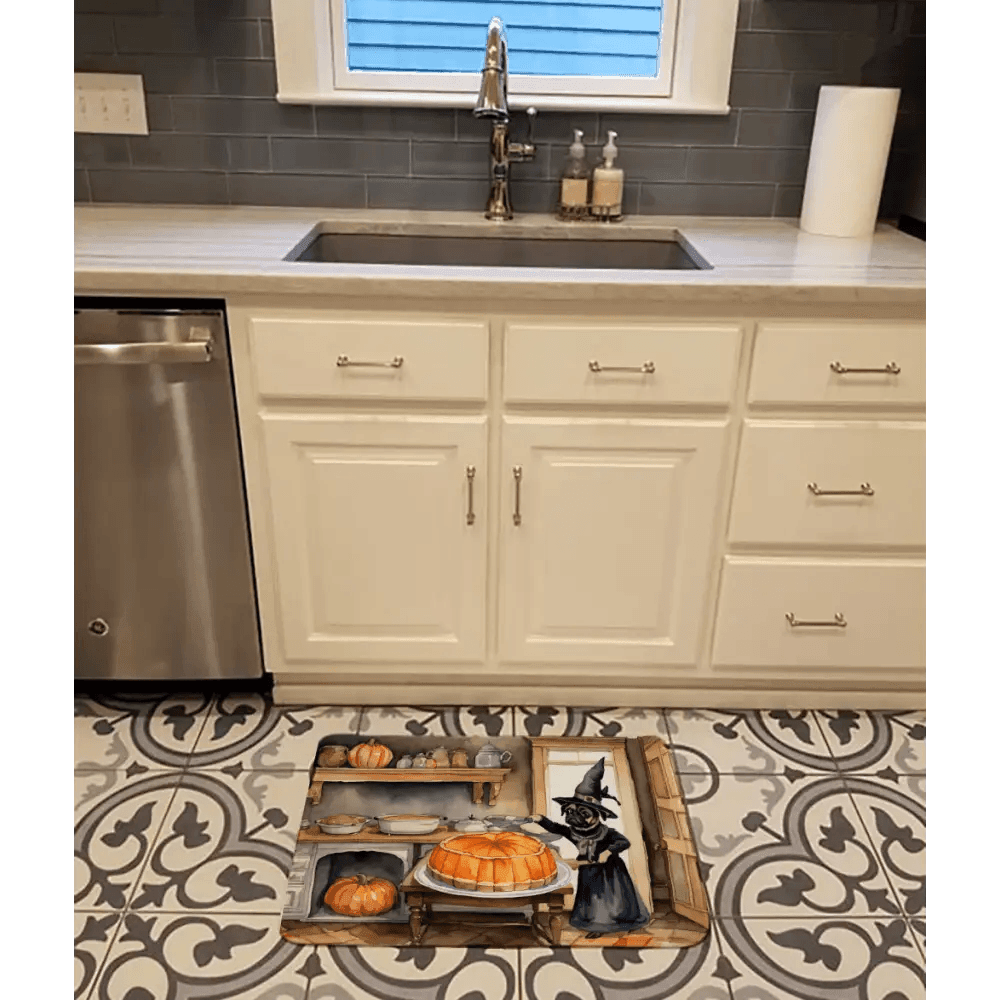 Pug Fall Kitchen Pumpkins Memory Foam Mat for Comfort - Estalios