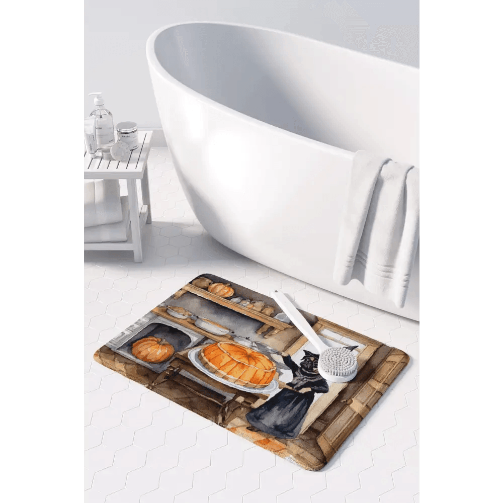 Pug Fall Kitchen Pumpkins Memory Foam Mat for Comfort - Estalios