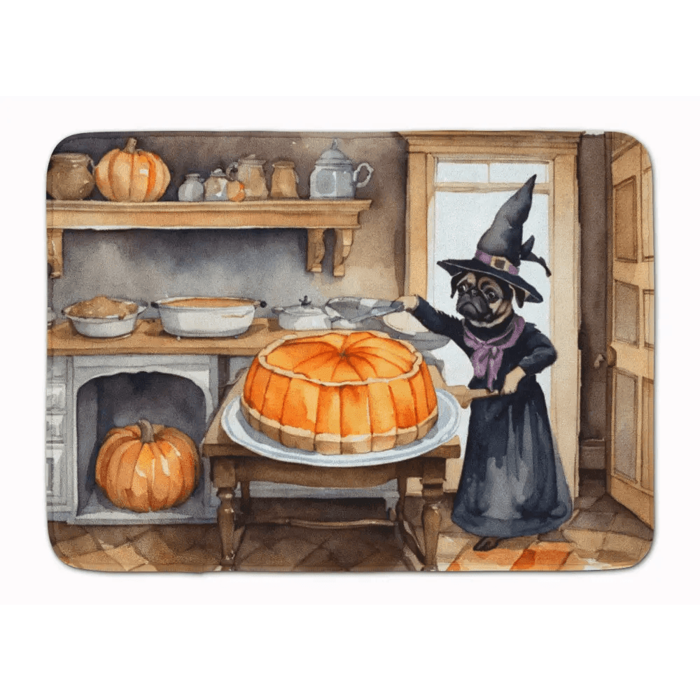 Pug Fall Kitchen Pumpkins Memory Foam Mat for Comfort - Estalios