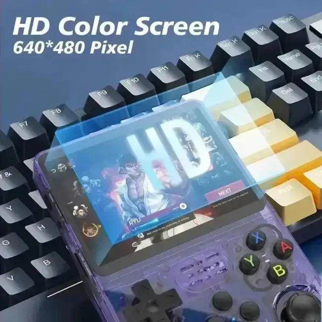 Epic Purple Transparent Gaming Console for Portable Fun - Estalios