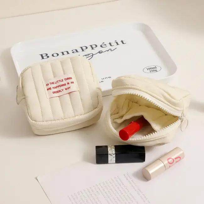 Chic Glam Quilted Cosmetic Bag Duo with Lipstick Pop - Estalios
