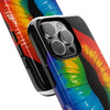 Rainbow-striped phone case.