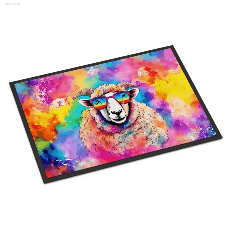 Rainbow Sheep Doormat: Hippie Animal Sheep Style! - Estalios