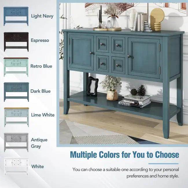 Rexm Cambridge Blue Console Table with Ample Storage - Estalios