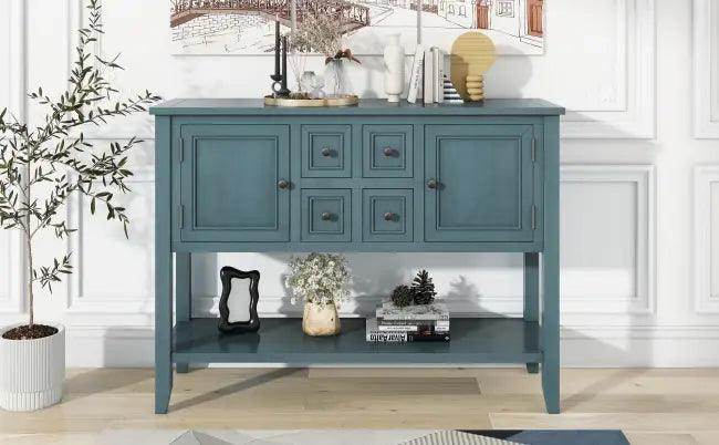 Rexm Cambridge Blue Console Table with Ample Storage - Estalios