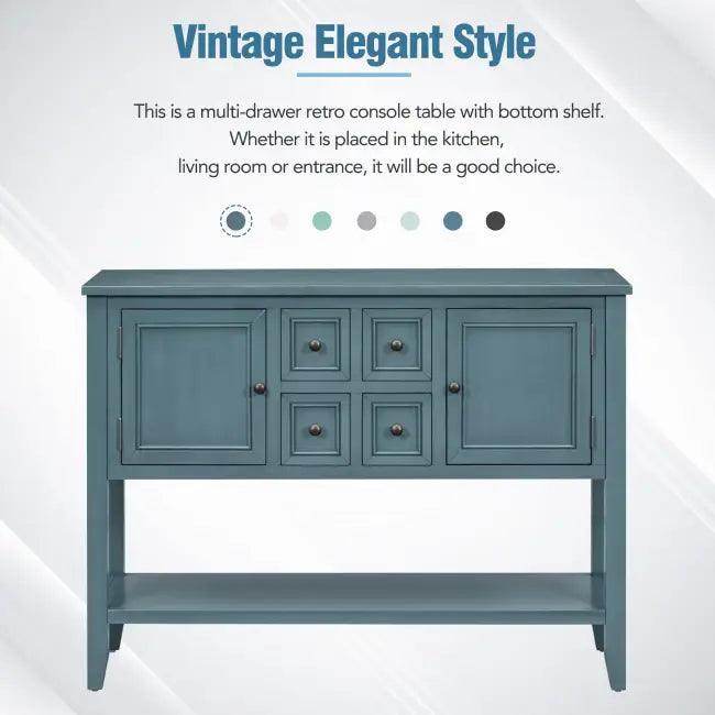 Rexm Cambridge Blue Console Table with Ample Storage - Estalios