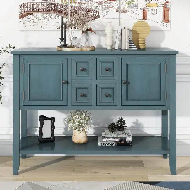 Rexm Cambridge Blue Console Table with Ample Storage - Estalios