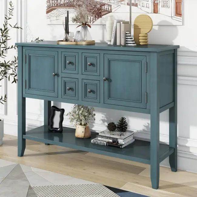 Rexm Cambridge Blue Console Table with Ample Storage - Estalios