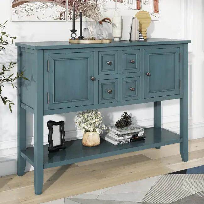 Rexm Cambridge Blue Console Table with Ample Storage - Estalios